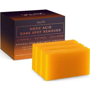 imageVALITIC Kojic Acid Dark Spot Remover Soap Bars with Vitamin C Retinol Collagen Turmeric  Original Japanese Complex Infused with Hyaluronic Acid Vitamin E Shea Butter Castile Olive Oil 2 Pack3 Pack