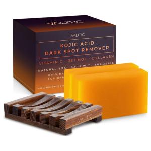 imageVALITIC Kojic Acid Dark Spot Remover Soap Bars with Vitamin C Retinol Collagen Turmeric  Original Japanese Complex Infused with Hyaluronic Acid Vitamin E Shea Butter Castile Olive Oil 2 Pack2 Pack  Holder