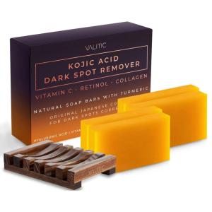imageVALITIC Kojic Acid Dark Spot Remover Soap Bars with Vitamin C Retinol Collagen Turmeric  Original Japanese Complex Infused with Hyaluronic Acid Vitamin E Shea Butter Castile Olive Oil 2 Pack4 Pack  Holder