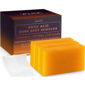 imageVALITIC Kojic Acid Dark Spot Remover Soap Bars with Vitamin C Retinol Collagen Turmeric  Original Japanese Complex Infused with Hyaluronic Acid Vitamin E Shea Butter Castile Olive Oil 2 Pack3 Pack  Bag