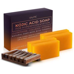 imageVALITIC Kojic Acid Soap for Hyperpigmentation  with Glutathione Collagen ampamp Vitamin C  Natural Soap Bars with Turmeric  Original Japanese Complex for Dark Spot Correction  2 Pack4 Pack  Holder