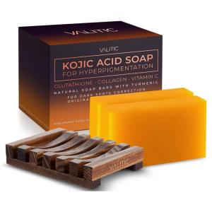 imageVALITIC Kojic Acid Soap for Hyperpigmentation  with Glutathione Collagen ampamp Vitamin C  Natural Soap Bars with Turmeric  Original Japanese Complex for Dark Spot Correction  2 Pack2 Pack  Holder