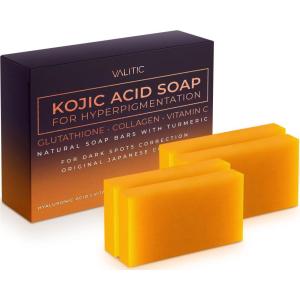 imageVALITIC Kojic Acid Soap for Hyperpigmentation  with Glutathione Collagen ampamp Vitamin C  Natural Soap Bars with Turmeric  Original Japanese Complex for Dark Spot Correction  2 Pack4 Pack