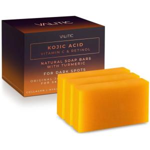 imageVALITIC Kojic Acid Vitamin C and Retinol Soap Bars with Turmeric for Dark Spot  Original Japanese Complex Infused with Collagen Hyaluronic Acid and Vitamin E 2 Pack3 Pack