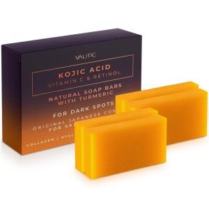 imageVALITIC Kojic Acid Vitamin C and Retinol Soap Bars with Turmeric for Dark Spot  Original Japanese Complex Infused with Collagen Hyaluronic Acid and Vitamin E 2 Pack4 Pack