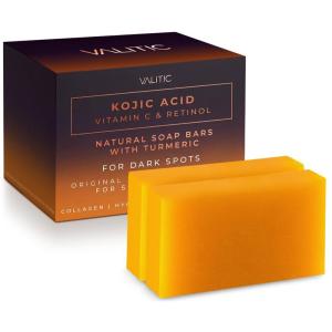 imageVALITIC Kojic Acid Vitamin C and Retinol Soap Bars with Turmeric for Dark Spot  Original Japanese Complex Infused with Collagen Hyaluronic Acid and Vitamin E 2 Pack2 Pack