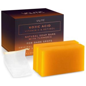 imageVALITIC Kojic Acid Vitamin C and Retinol Soap Bars with Turmeric for Dark Spot  Original Japanese Complex Infused with Collagen Hyaluronic Acid and Vitamin E 2 Pack2 Pack  Bag