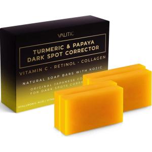 imageVALITIC Papaya and Turmeric Kojic Acid Soap Bar  Dark Spot Corrector Skin Care Cleansing Bar  Infused with Vitamin C Hyaluronic Acid Collagen Retinol Olive Oil  2 Pack4 Pack