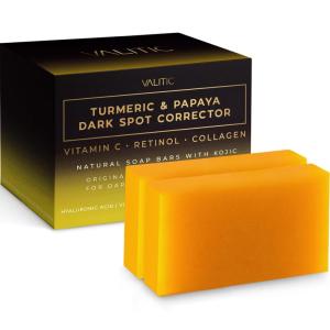 imageVALITIC Papaya and Turmeric Kojic Acid Soap Bar  Dark Spot Corrector Skin Care Cleansing Bar  Infused with Vitamin C Hyaluronic Acid Collagen Retinol Olive Oil  2 Pack2 Pack