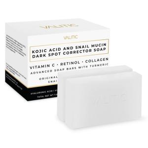 imageVALITIC Snail Mucin Cleanser Soap Bar with Turmeric and Kojic Acid Dark Spot Corrector  Anti Aging and Purifying Skin Care Snail Secretion for Intense Hydration and Moisturization  2 Pack2 Pack