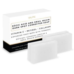 imageVALITIC Snail Mucin Cleanser Soap Bar with Turmeric and Kojic Acid Dark Spot Corrector  Anti Aging and Purifying Skin Care Snail Secretion for Intense Hydration and Moisturization  2 Pack4 Pack
