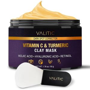 imageVALITIC Vitamin C ampamp Turmeric Clay Mask  Dark Spot Corrector with Kojic Acid Hyaluronic Acid ampamp Retinol  Skin Care Routine for Minimizing Pores ampamp Blackheads  with Applicator Brush  100g176 Ounce Pack of 1