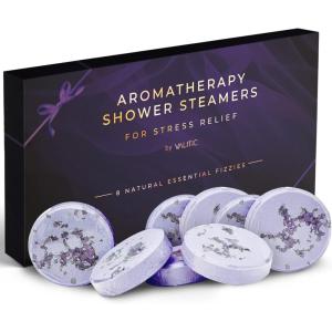 imageValitic Aromatherapy Shower Steamers for Stress Relief and Clear Breathing  Gifts for Women Mom Her Birthday  8 Natural Essential Fizzies  Shower Bombs with Natural Lavender Essential Oil
