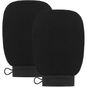 imageValitic Exfoliating Glove Body Scrubber  Exfoliating Mitt Dead Skin Remover Shower Face and Body Exfoliator  Korean Style Skin Scrubber Washcloth  Spray and Self Tan Remover Pair BlackBlack