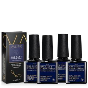 imageValitic Strong Nail Glue and Strengthener for Acrylic and Press On Nails  Quick Dry Brush On Gel for Long Lasting Effect  Adhesive Nail Bond for False Nails with Tips Strengthener  2 PACK033 Fl Oz Pack of 4